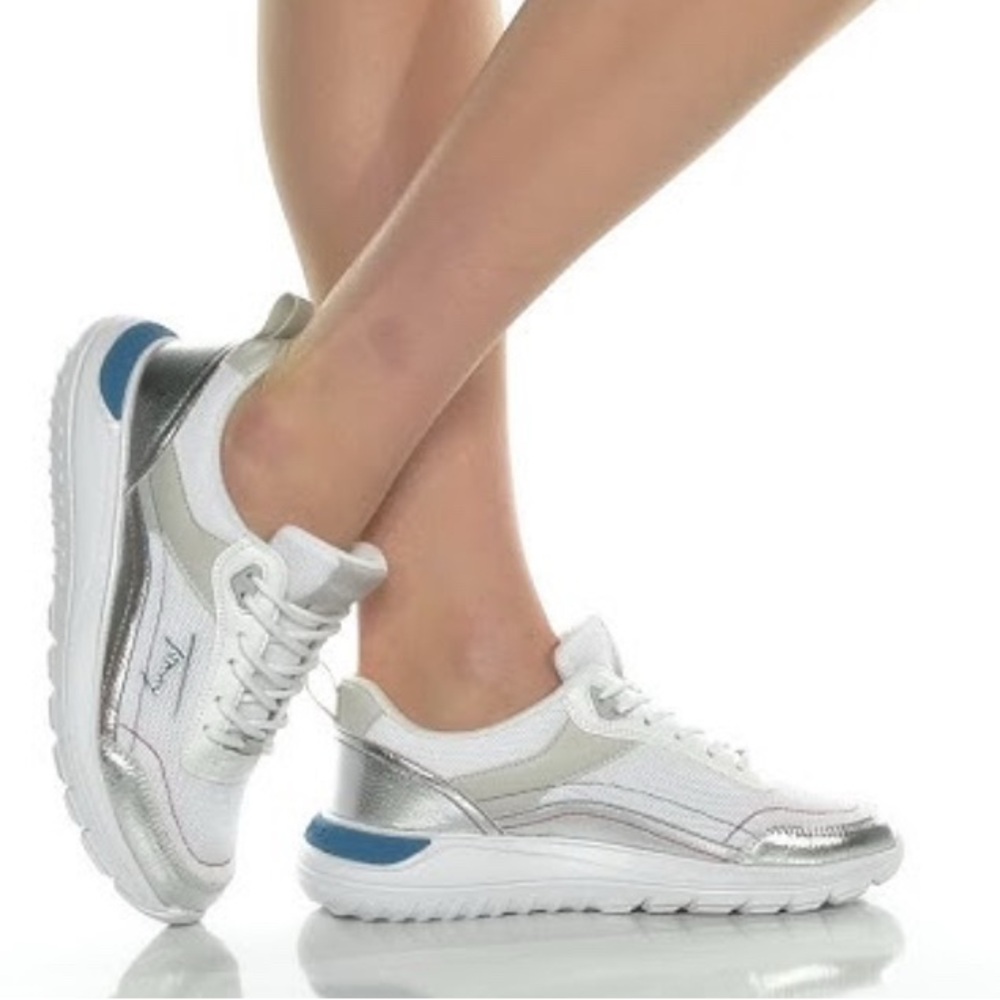 Tommy Hilfiger White and Silver Sneakers